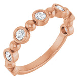 14K Gold Round Lab-Grown Diamond Beaded Bezel-Set Anniversary Band – 1/5–1/2 CTW - Rose Gold