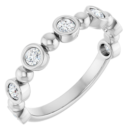 Platinum Round Lab-Grown Diamond Beaded Bezel-Set Anniversary Band – 1/5–1/2 CTW