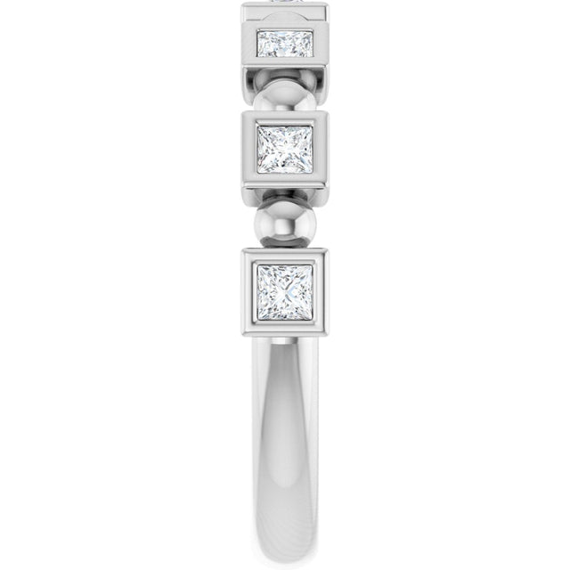 Platinum Square Natural Diamond Beaded Bezel-Set Anniversary Band – 1/6–1 1/8 CTW - view 4