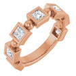 14K Gold Square Natural Diamond Beaded Bezel-Set Anniversary Band – 1/6–1 1/8 CTW - Rose Gold