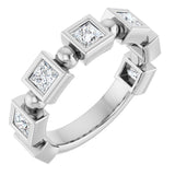 Platinum Square Natural Diamond Beaded Bezel-Set Anniversary Band – 1/6–1 1/8 CTW