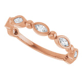 14K Gold Marquise Natural Diamond Beaded Bezel-Set Anniversary Band – 1/5–1/3 CTW - Rose Gold - view 5