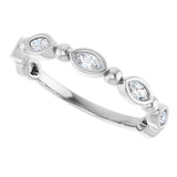 Platinum Marquise Natural Diamond Beaded Bezel-Set Anniversary Band – 1/5–1/3 CTW - view 5