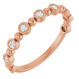 14K Gold Round Natural Diamond Beaded Bezel-Set Anniversary Band – 1/8–1/2 CTW - Rose Gold