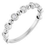 Platinum Round Natural Diamond Beaded Bezel-Set Anniversary Band – 1/8–1/2 CTW