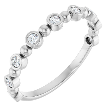 Platinum Round Natural Diamond Beaded Bezel-Set Anniversary Band – 1/8–1/2 CTW