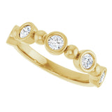 14K Gold Round Natural Diamond Beaded Bezel-Set Anniversary Band – 1/8–1/2 CTW - Yellow Gold - view 5