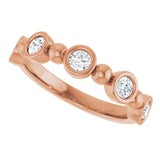 14K Gold Round Natural Diamond Beaded Bezel-Set Anniversary Band – 1/8–1/2 CTW - Rose Gold - view 5
