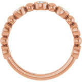 14K Gold Round Natural Diamond Beaded Bezel-Set Anniversary Band – 1/8–1/2 CTW - Rose Gold - view 2