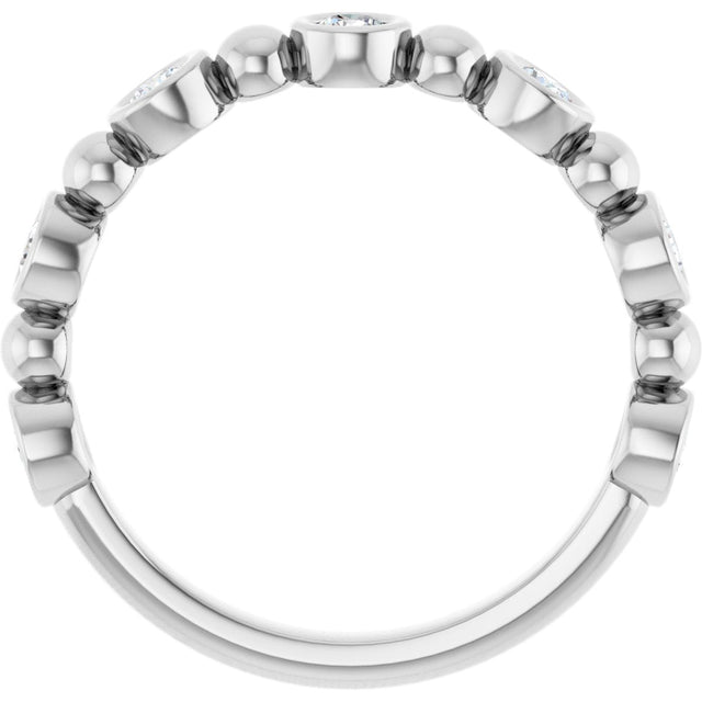 Platinum Round Natural Diamond Beaded Bezel-Set Anniversary Band – 1/8–1/2 CTW - view 2
