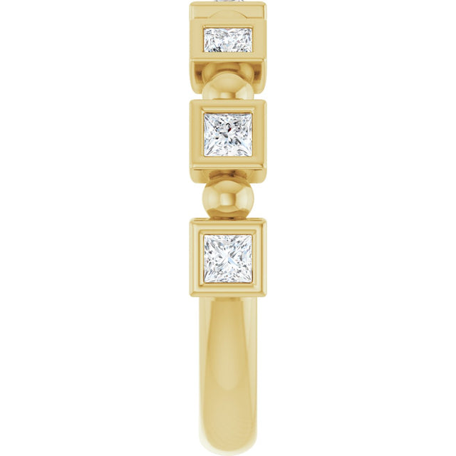 14K Gold Square Natural Diamond Beaded Bezel-Set Anniversary Band – 1/6–1 1/8 CTW - Yellow Gold - view 4