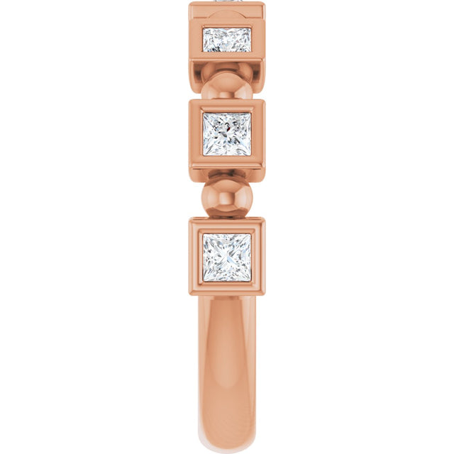 14K Gold Square Natural Diamond Beaded Bezel-Set Anniversary Band – 1/6–1 1/8 CTW - Rose Gold - view 4