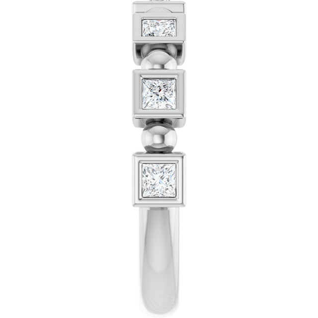 Platinum Square Natural Diamond Beaded Bezel-Set Anniversary Band – 1/6–1 1/8 CTW - view 4