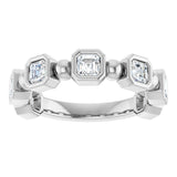 14K Gold Asscher Natural Diamond Beaded Bezel-Set Anniversary Band – 1/3–1 1/8 CTW - White Gold - view 3