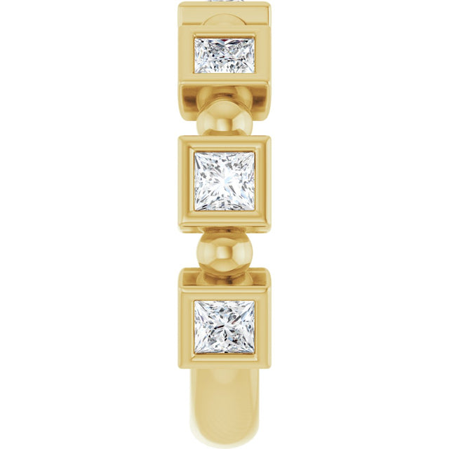 14K Gold Square Natural Diamond Beaded Bezel-Set Anniversary Band – 1/6–1 1/8 CTW - Yellow Gold - view 4