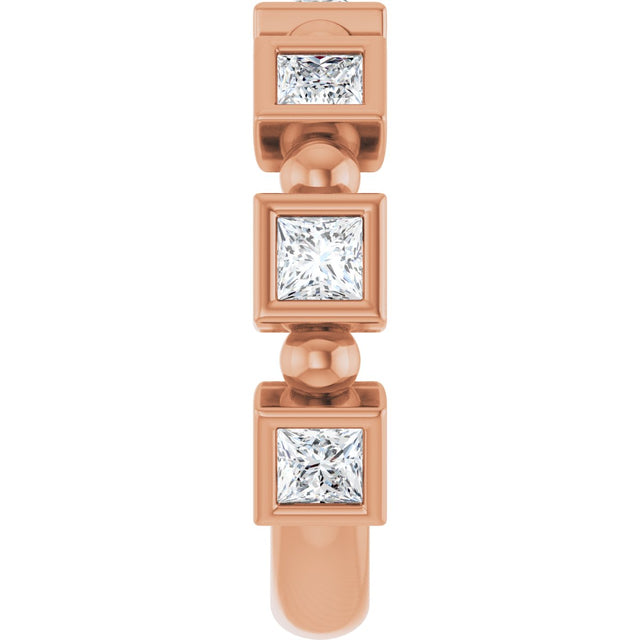 14K Gold Square Natural Diamond Beaded Bezel-Set Anniversary Band – 1/6–1 1/8 CTW - Rose Gold - view 4