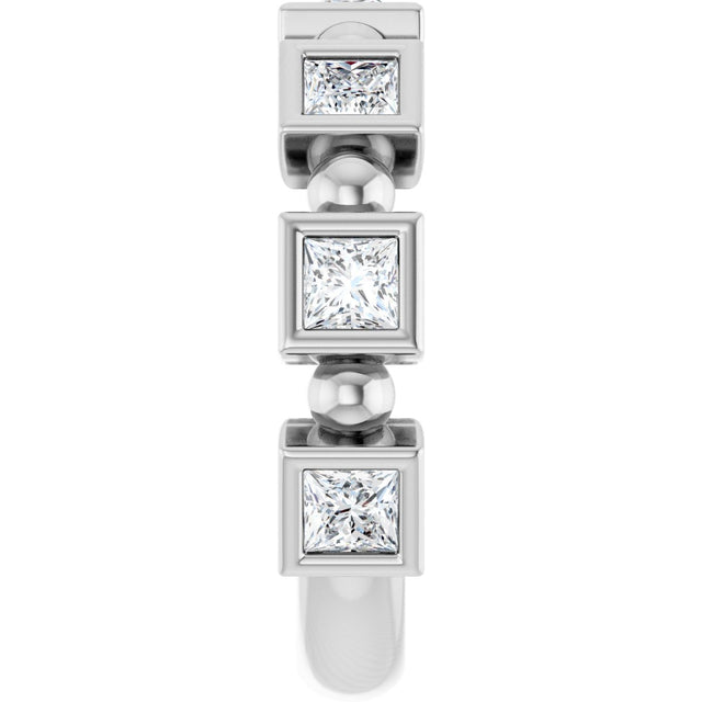 14K Gold Square Natural Diamond Beaded Bezel-Set Anniversary Band – 1/6–1 1/8 CTW - White Gold - view 4