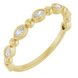14K Gold Marquise Natural Diamond Beaded Bezel-Set Anniversary Band – 1/5–1/3 CTW - Yellow Gold