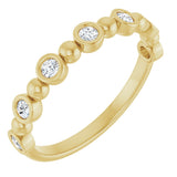 14K Gold Round Natural Diamond Beaded Bezel-Set Anniversary Band – 1/8–1/2 CTW - Yellow Gold