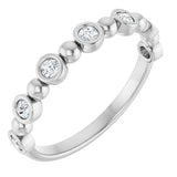 14K Gold Round Natural Diamond Beaded Bezel-Set Anniversary Band – 1/8–1/2 CTW - White Gold