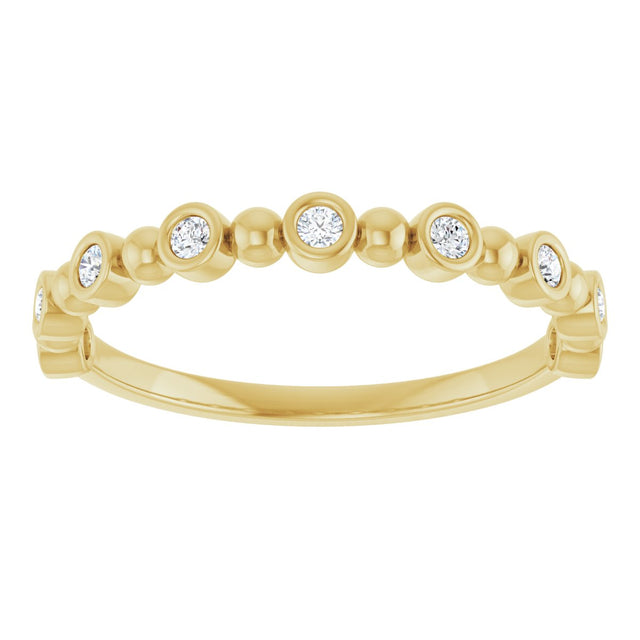 14K Gold Round Natural Diamond Beaded Bezel-Set Anniversary Band – 1/8–1/2 CTW - Yellow Gold - view 3