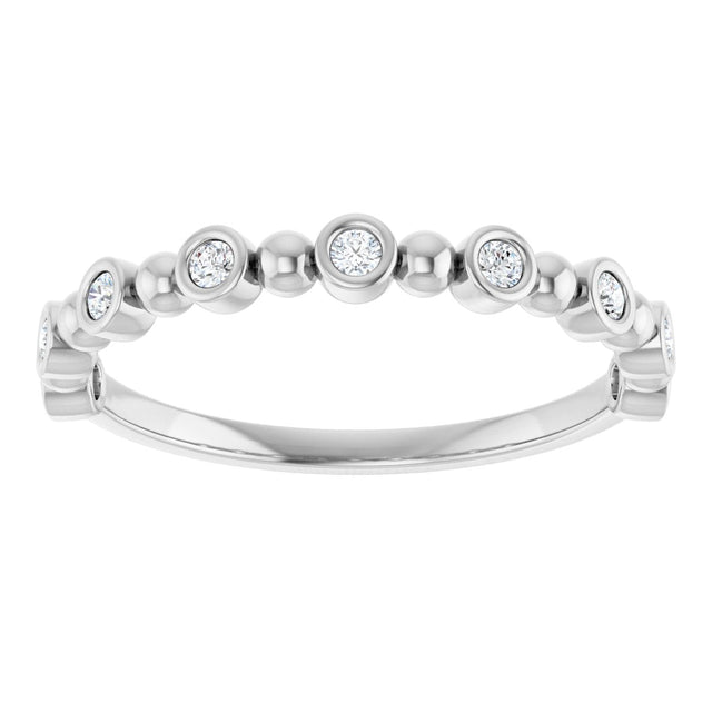 Platinum Round Natural Diamond Beaded Bezel-Set Anniversary Band – 1/8–1/2 CTW - view 3