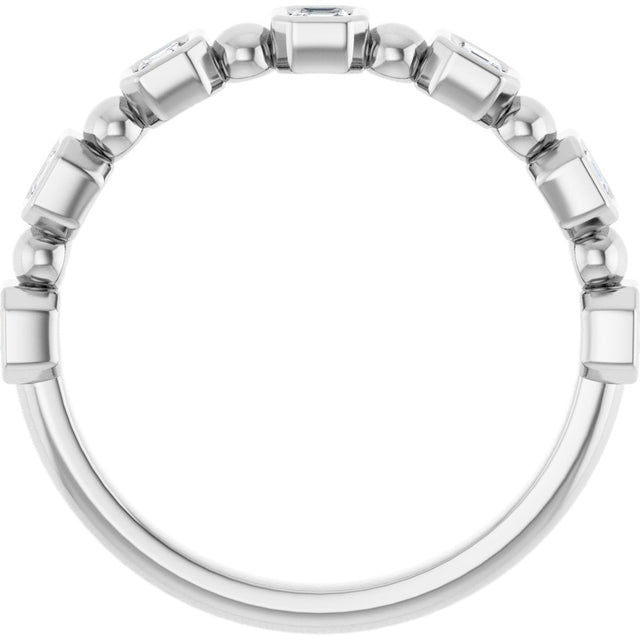 Platinum Asscher Natural Diamond Beaded Bezel-Set Anniversary Band – 1/3–1 1/8 CTW - view 2