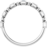 14K Gold Asscher Natural Diamond Beaded Bezel-Set Anniversary Band – 1/3–1 1/8 CTW - White Gold - view 2