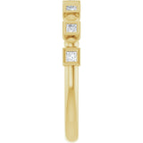 14K Gold Square Natural Diamond Beaded Bezel-Set Anniversary Band – 1/6–1 1/8 CTW - Yellow Gold - view 4