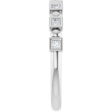 14K Gold Square Natural Diamond Beaded Bezel-Set Anniversary Band – 1/6–1 1/8 CTW - White Gold - view 4