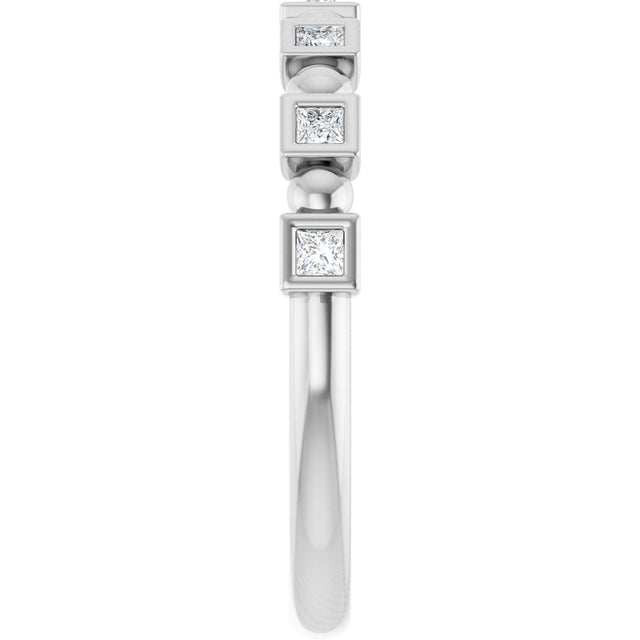 Platinum Square Natural Diamond Beaded Bezel-Set Anniversary Band – 1/6–1 1/8 CTW - view 4