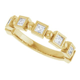 14K Gold Square Natural Diamond Beaded Bezel-Set Anniversary Band – 1/6–1 1/8 CTW - Yellow Gold - view 5
