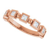 14K Gold Square Natural Diamond Beaded Bezel-Set Anniversary Band – 1/6–1 1/8 CTW - Rose Gold - view 5
