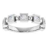 Platinum Square Natural Diamond Beaded Bezel-Set Anniversary Band – 1/6–1 1/8 CTW - view 3