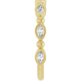 14K Gold Marquise Natural Diamond Beaded Bezel-Set Anniversary Band – 1/5–1/3 CTW - Yellow Gold - view 4