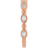 14K Gold Marquise Natural Diamond Beaded Bezel-Set Anniversary Band – 1/5–1/3 CTW - Rose Gold - view 4