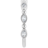 Platinum Marquise Natural Diamond Beaded Bezel-Set Anniversary Band – 1/5–1/3 CTW - view 4