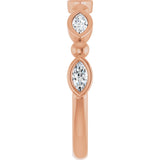 14K Gold Marquise Natural Diamond Beaded Bezel-Set Anniversary Band – 1/5–1/3 CTW - Rose Gold - view 4