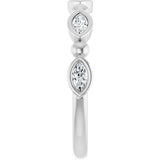 Platinum Marquise Natural Diamond Beaded Bezel-Set Anniversary Band – 1/5–1/3 CTW - view 4