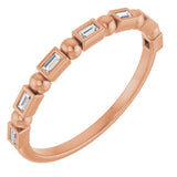 14K Gold Straight Baguette Natural Diamond Beaded Bezel-Set Anniversary Band – 1/10–5/8 CTW - Rose Gold