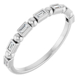14K Gold Straight Baguette Natural Diamond Beaded Bezel-Set Anniversary Band – 1/10–5/8 CTW - White Gold