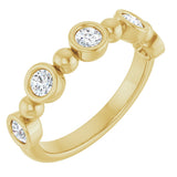 14K Gold Round Natural Diamond Beaded Bezel-Set Anniversary Band – 1/8–1/2 CTW - Yellow Gold