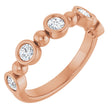 14K Gold Round Lab-Grown Diamond Beaded Bezel-Set Anniversary Band – 1/5–1/2 CTW - Rose Gold