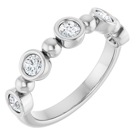 Platinum Round Lab-Grown Diamond Beaded Bezel-Set Anniversary Band – 1/5–1/2 CTW