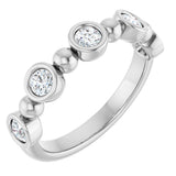 14K Gold Round Natural Diamond Beaded Bezel-Set Anniversary Band – 1/8–1/2 CTW - White Gold