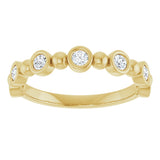 14K Gold Round Natural Diamond Beaded Bezel-Set Anniversary Band – 1/8–1/2 CTW - Yellow Gold - view 3