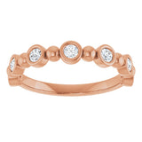 14K Gold Round Natural Diamond Beaded Bezel-Set Anniversary Band – 1/8–1/2 CTW - Rose Gold - view 3