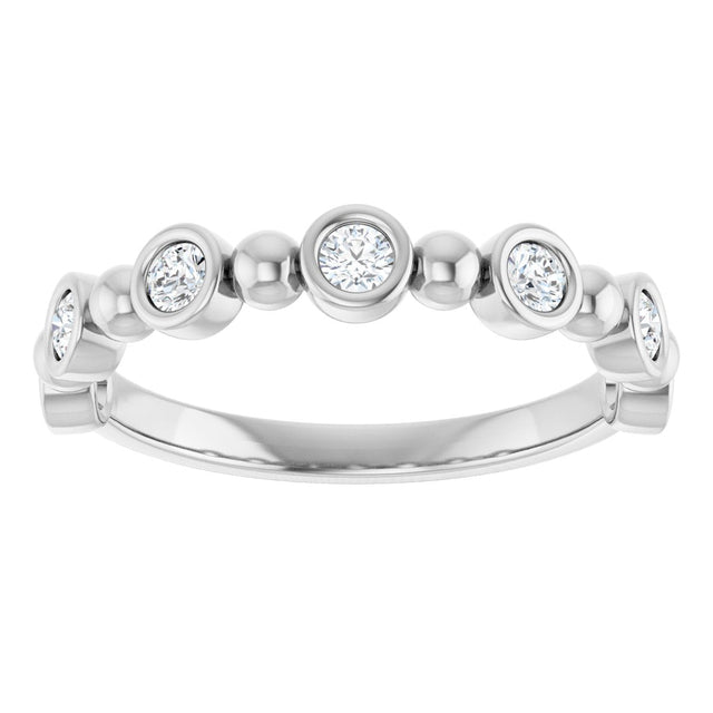 Platinum Round Natural Diamond Beaded Bezel-Set Anniversary Band – 1/8–1/2 CTW - view 3