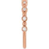14K Gold Round Natural Diamond Beaded Bezel-Set Anniversary Band – 1/8–1/2 CTW - Rose Gold - view 4