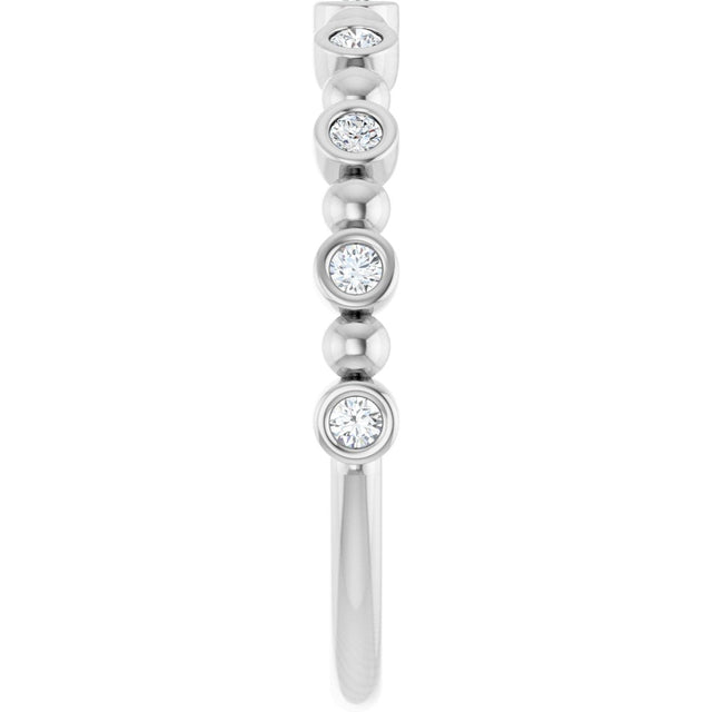 Platinum Round Natural Diamond Beaded Bezel-Set Anniversary Band – 1/8–1/2 CTW - view 4